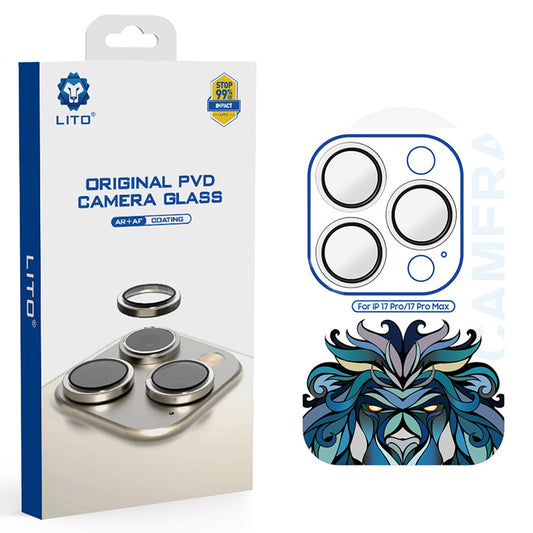 Zaštitna folija za stražnju kameru Lito Titanium AR za Apple iPhone 17 Pro Max / 17 Pro, Kaljeno staklo, Srebrna