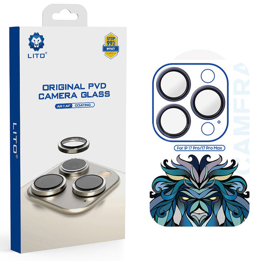 Zaštitna folija za stražnju kameru Lito Titanium AR za Apple iPhone 17 Pro Max / 17 Pro, Kaljeno staklo, Tamnoplava