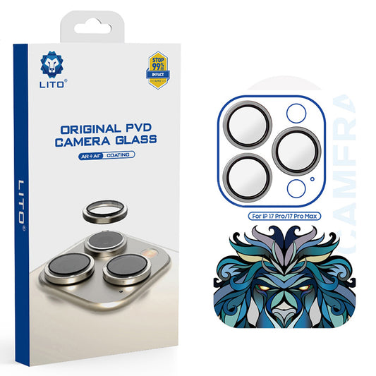 Zaštitna folija za stražnju kameru Lito Titanium AR za Apple iPhone 17 Pro Max / 17 Pro, Kaljeno staklo, Siva