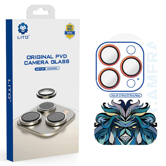 Zaštitna folija za stražnju kameru Lito Titanium AR za Apple iPhone 17 Pro Max / 17 Pro, Kaljeno staklo, Narančasta