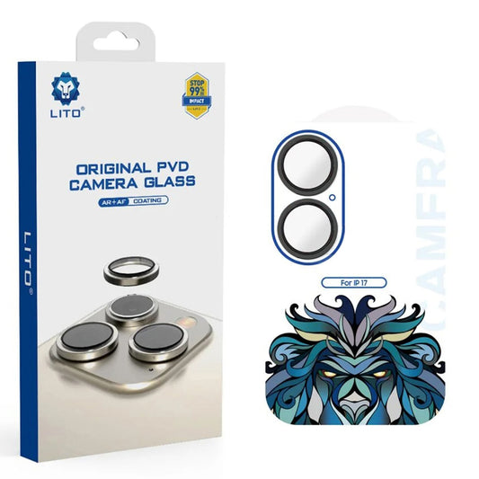 Zaštitna folija za stražnju kameru Lito Titanium AR za Apple iPhone 17, Kaljeno staklo, Crna