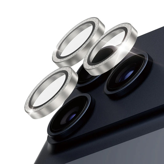 Zaštitna folija za stražnju kameru PanzerGlass Hoops Glitter za Apple iPhone 17 Pro Max / 17 Pro / 16 Pro Max / 16 Pro, Kaljeno staklo, Srebrna