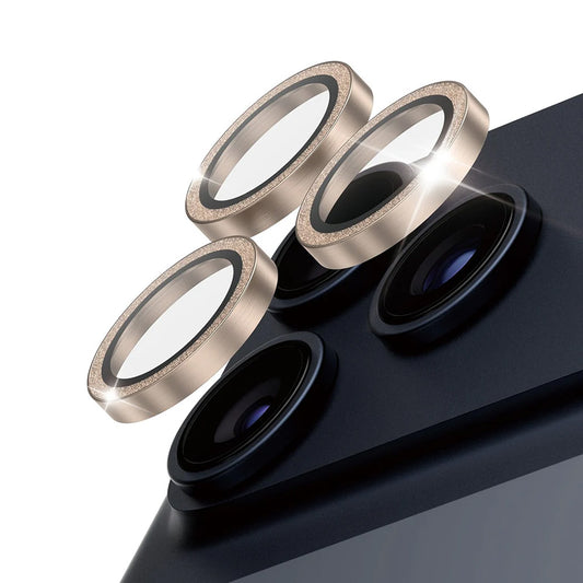 Zaštitna folija za stražnju kameru PanzerGlass Hoops Glitter za Apple iPhone 17 Pro Max / 17 Pro / 16 Pro Max / 16 Pro, Kaljeno staklo, Zlatna