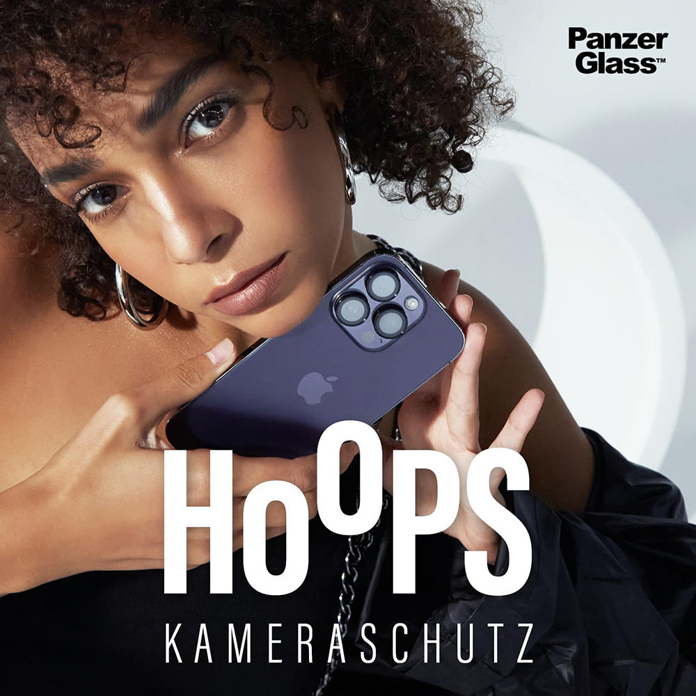 Zaštitna folija za stražnju kameru PanzerGlass Hoops za Apple iPhone 16 Pro Max / 16 Pro, Kaljeno staklo, Crna