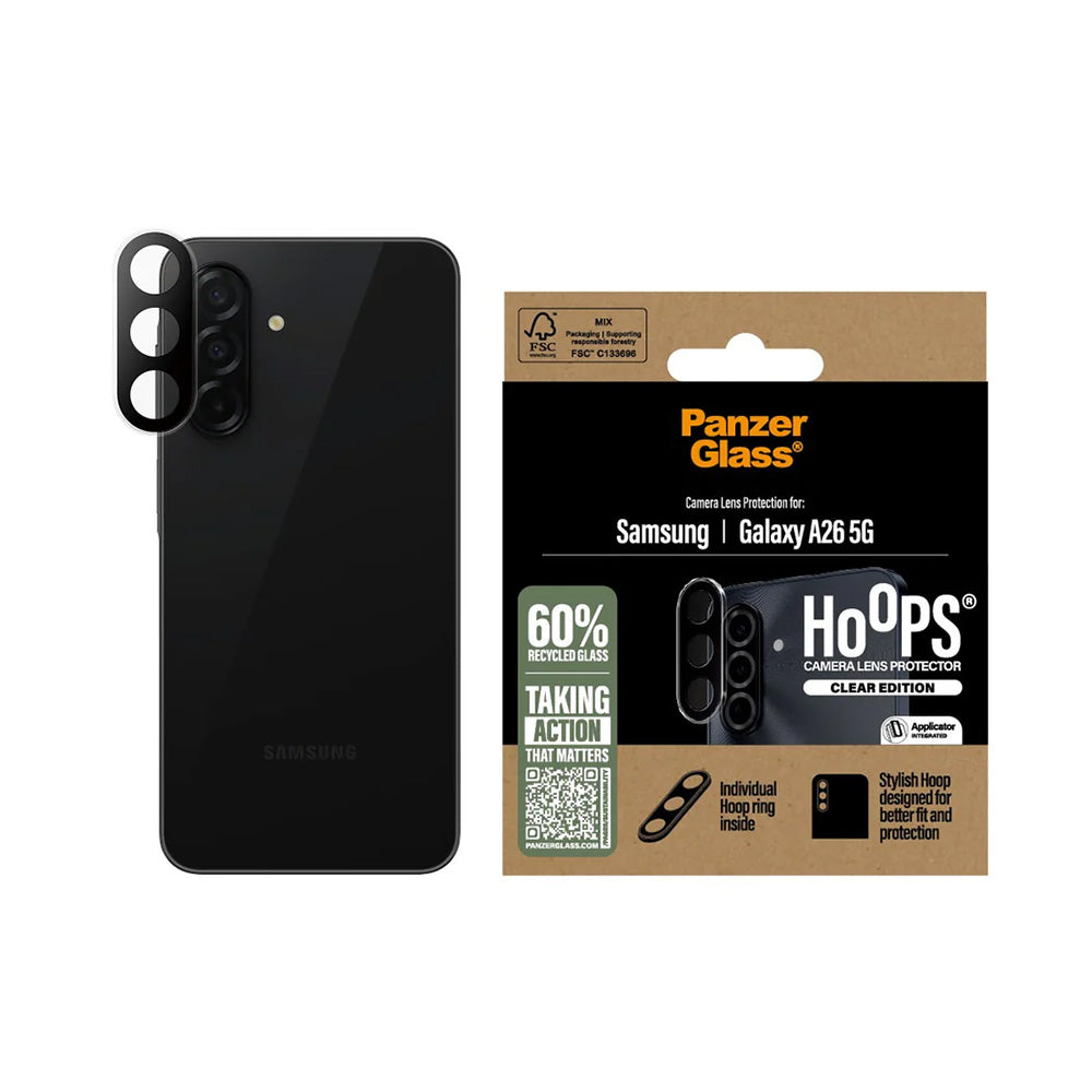 Zaštitna folija za stražnju kameru PanzerGlass Hoops za Samsung Galaxy A26 A266, Kaljeno staklo, Prozirna