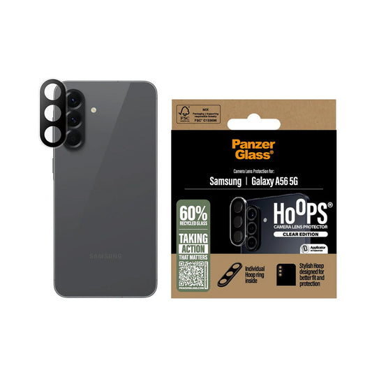 Zaštitna folija za stražnju kameru PanzerGlass Hoops za Samsung Galaxy A56 A566, Kaljeno staklo, Prozirno