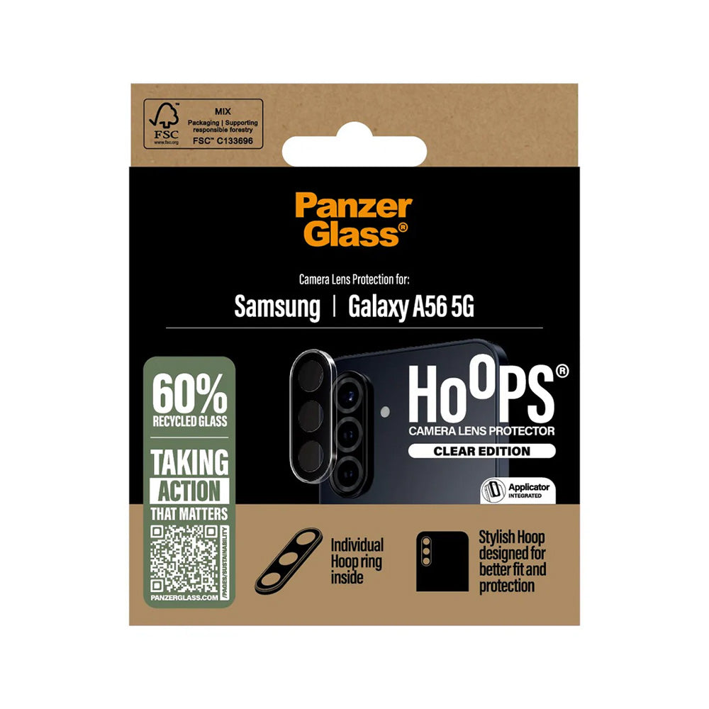Zaštitna folija za stražnju kameru PanzerGlass Hoops za Samsung Galaxy A56 A566, Kaljeno staklo, Prozirno