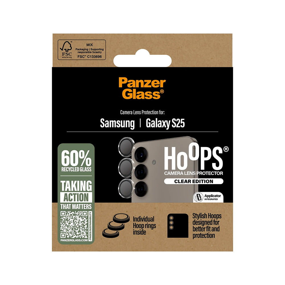 Zaštitna folija za stražnju kameru PanzerGlass Hoops za Samsung Galaxy S25 S931, Kaljeno staklo, Prozirna