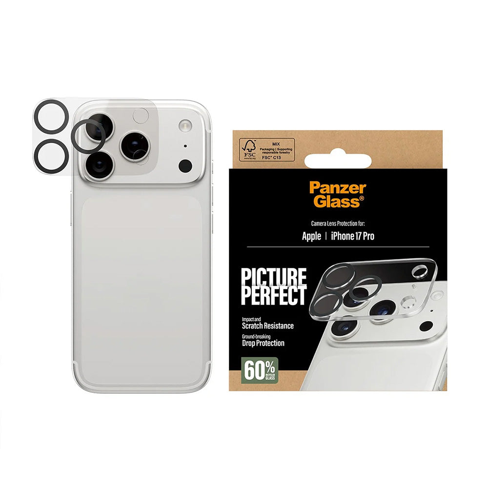 Zaštitna folija za stražnju kameru PanzerGlass PicturePerfect za Apple iPhone 17 Pro, Kaljeno staklo, Prozirno