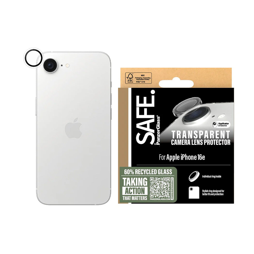 Zaštitna folija za stražnju kameru PanzerGlass Safe. za Apple iPhone 17e / 16e, Kaljeno staklo, Prozirno