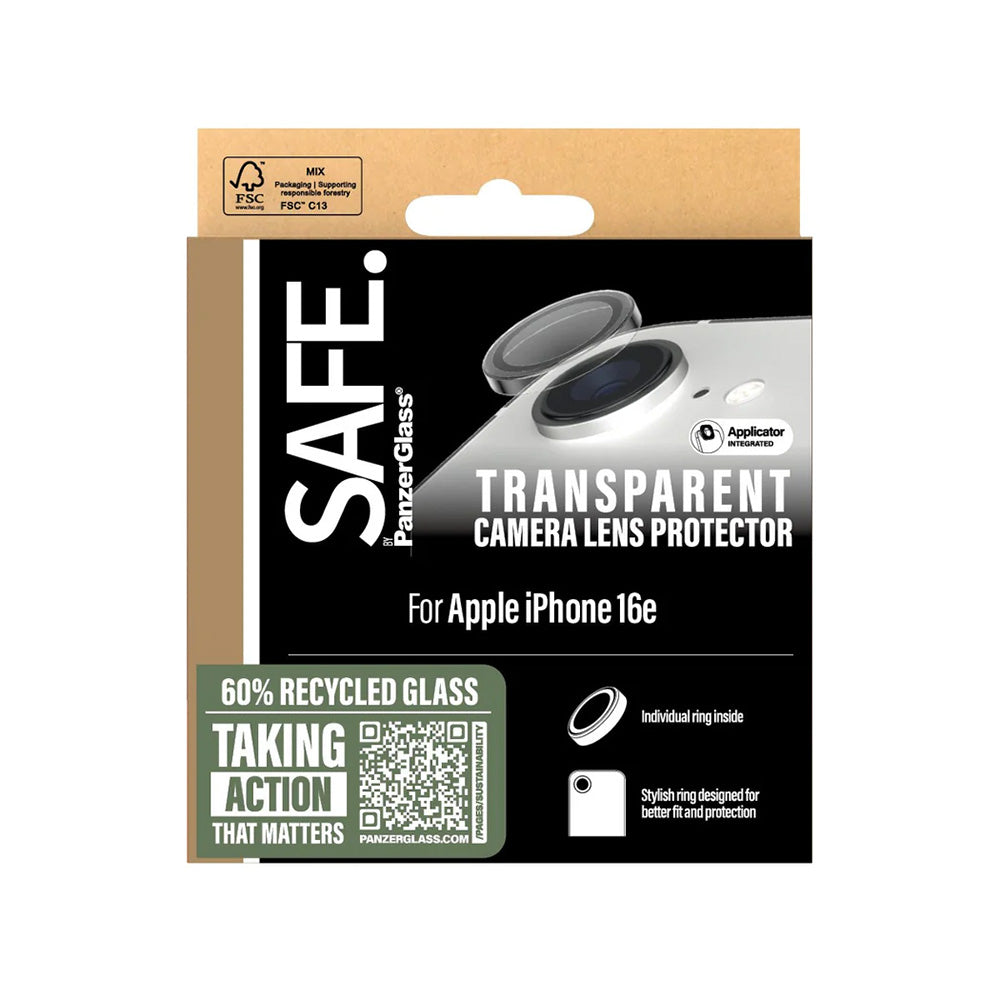 Zaštitna folija za stražnju kameru PanzerGlass Safe. za Apple iPhone 17e / 16e, Kaljeno staklo, Prozirno