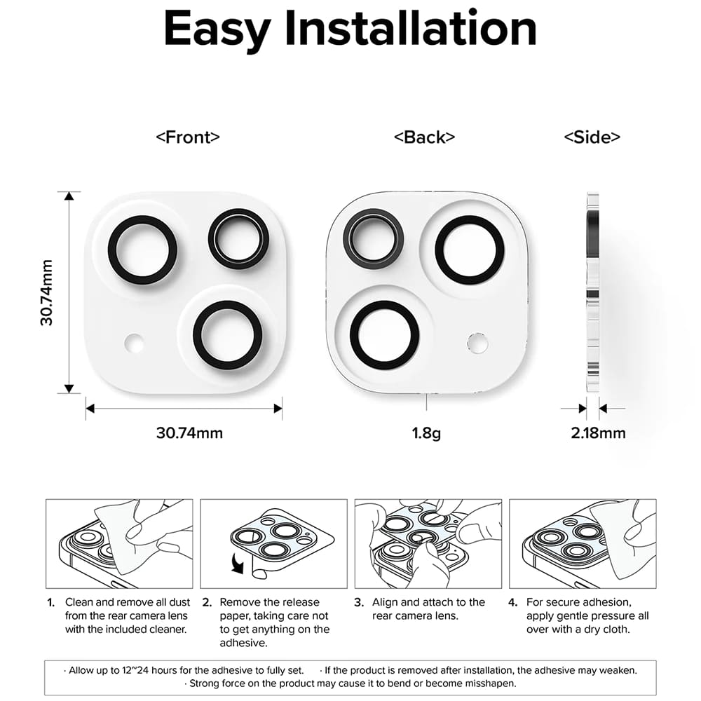 Zaštitna folija za stražnju kameru Ringke za Apple iPhone 15 Plus / 15, Kaljeno staklo, Set od 2 komada, Prozirna