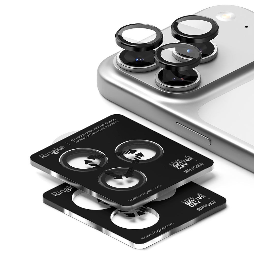Zaštitna folija za stražnju kameru Ringke za Apple iPhone 17 Pro Max / 17 Pro, Kaljeno staklo, Crna