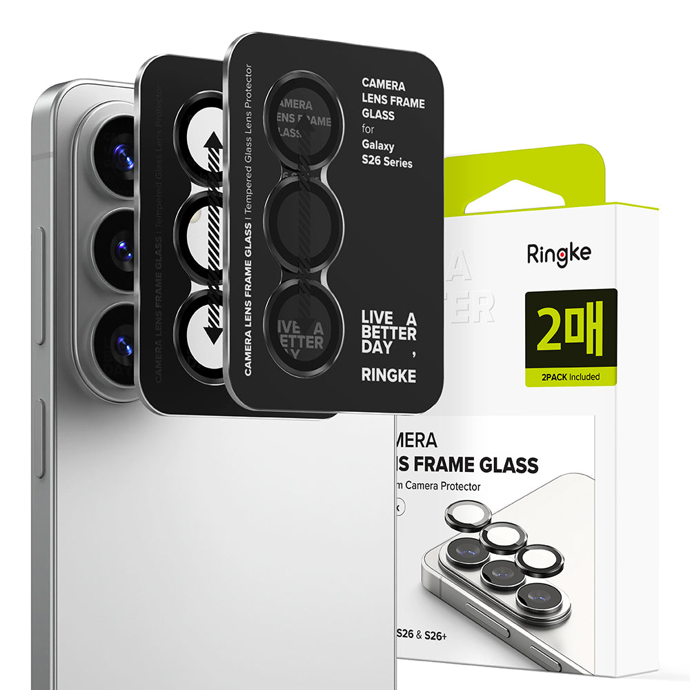 Zaštitna folija za stražnju kameru Ringke za Samsung Galaxy S26 Plus S947 / S26, Kaljeno staklo, Set od 2 komada, Crna