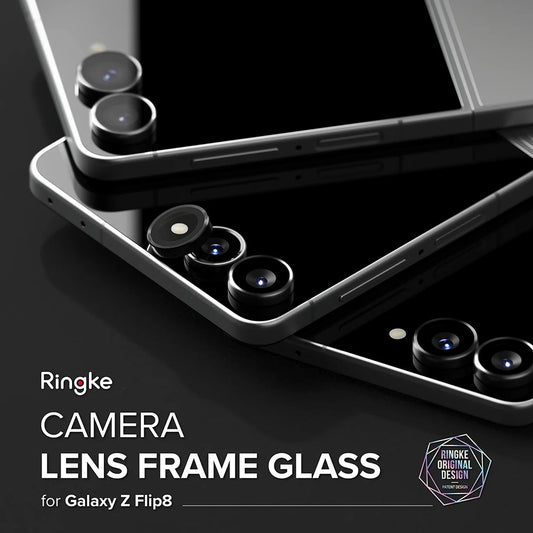 Zaštitna folija za stražnju kameru Ringke za Samsung Galaxy Z Flip8 F776, kaljeno staklo, set od 2 komada, crna