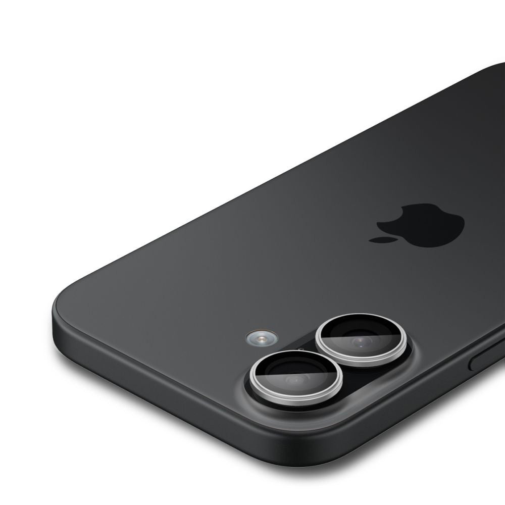 Zaštitna folija za stražnju kameru Spigen GlastR EZ FIT Optik Pro za Apple iPhone 17 / 16 Plus / 16, Kaljeno staklo, Set od 2 komada, Srebrna