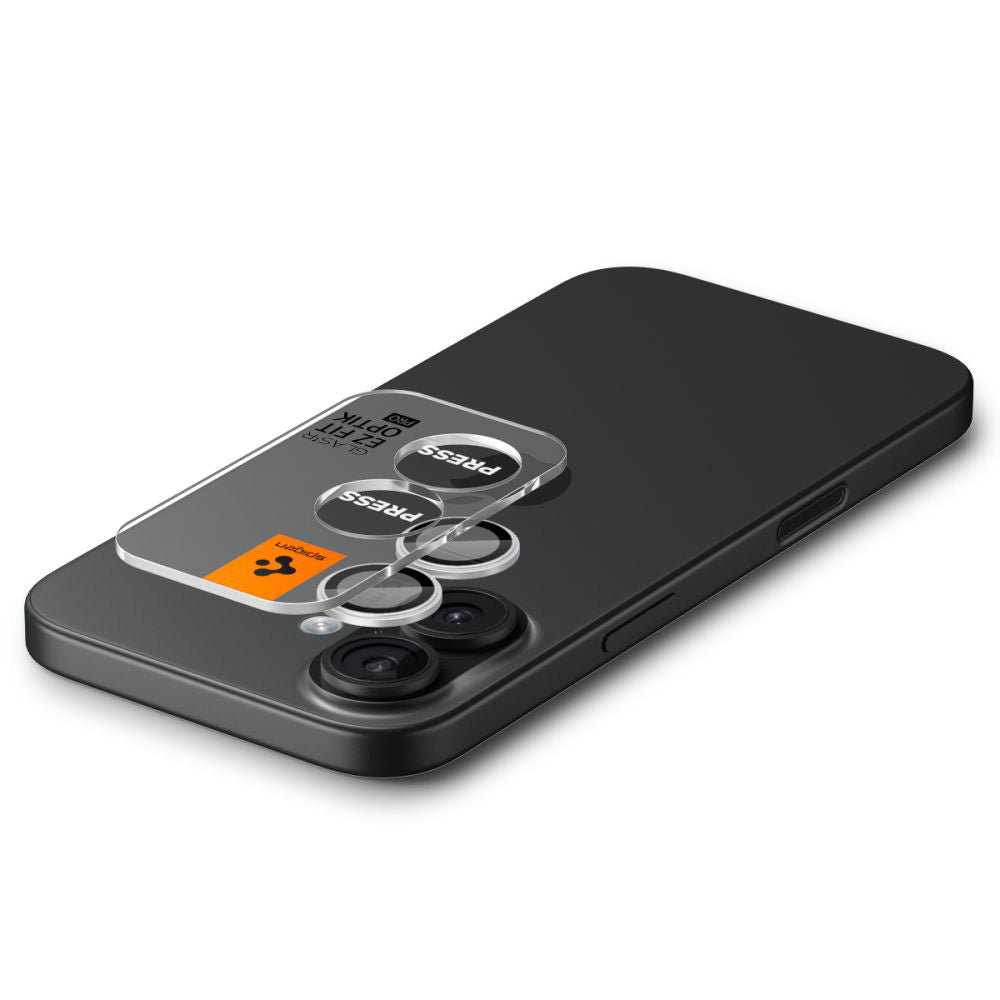 Zaštitna folija za stražnju kameru Spigen GlastR EZ FIT Optik Pro za Apple iPhone 17 / 16 Plus / 16, Kaljeno staklo, Set od 2 komada, Srebrna