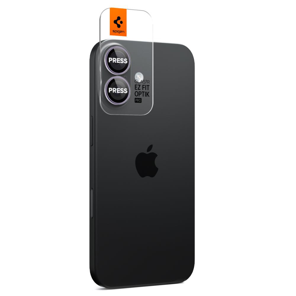 Zaštitna folija za stražnju kameru Spigen GlastR EZ FIT Optik Pro za Apple iPhone 17 / 16 Plus / 16, Kaljeno staklo, Set od 2 komada, Ljubičasta