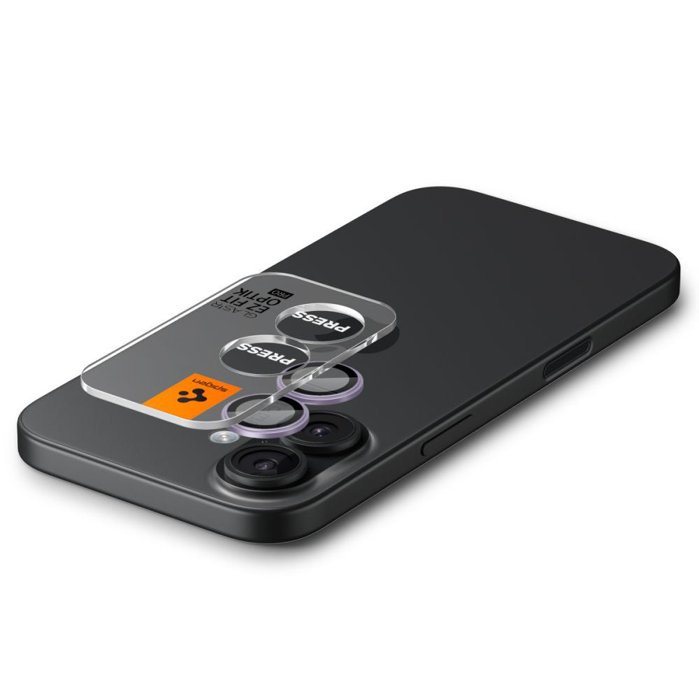 Zaštitna folija za stražnju kameru Spigen GlastR EZ FIT Optik Pro za Apple iPhone 17 / 16 Plus / 16, Kaljeno staklo, Set od 2 komada, Ljubičasta