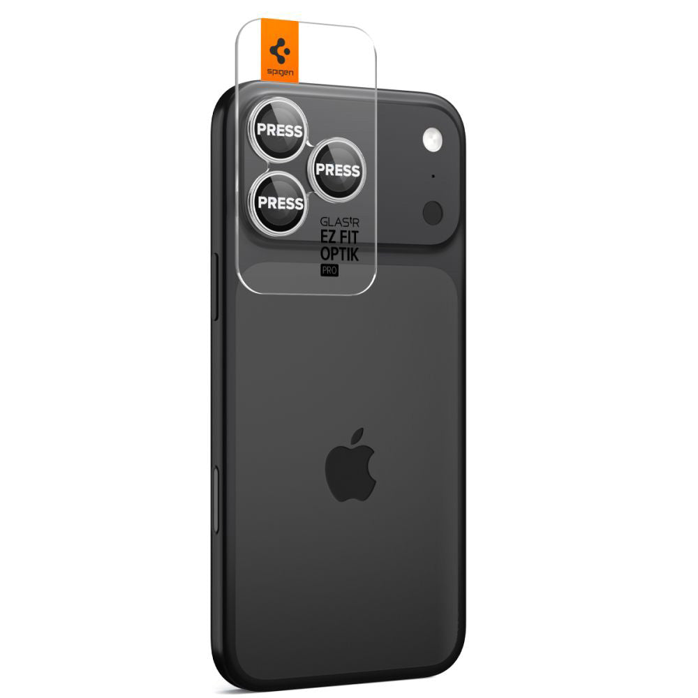 Zaštitna folija za stražnju kameru Spigen GlastR EZ FIT Optik Pro za Apple iPhone 17 Pro Max / 17 Pro, Kaljeno staklo, Set od 2 komada, Srebrna