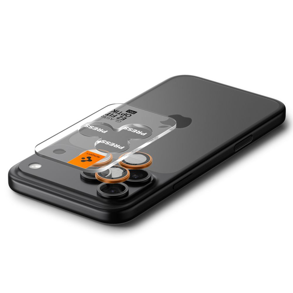 Zaštitna folija za stražnju kameru Spigen GlastR EZ FIT Optik Pro za Apple iPhone 17 Pro Max / 17 Pro, Kaljeno staklo, Set od 2 komada, Narančasta