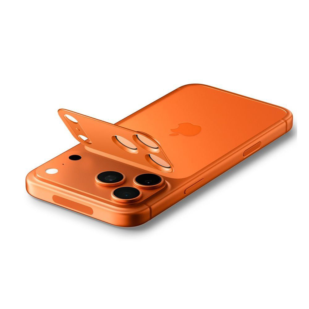 Zaštitna folija za stražnju kameru Spigen GlastR EZ FIT Optik Pro za Apple iPhone 17 Pro Max, Kaljeno staklo, Set od 2 komada, Narančasta AGL10650