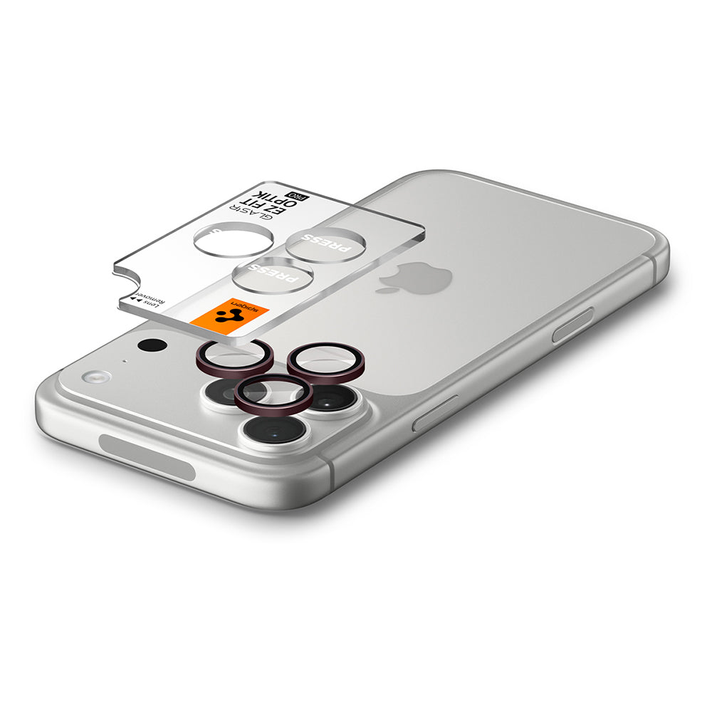Zaštitna folija za stražnju kameru Spigen GlastR EZ FIT Optik Pro za Apple iPhone 18 Pro / 18 Pro Max, Kaljeno staklo, Set od 2 komada, Boja vina