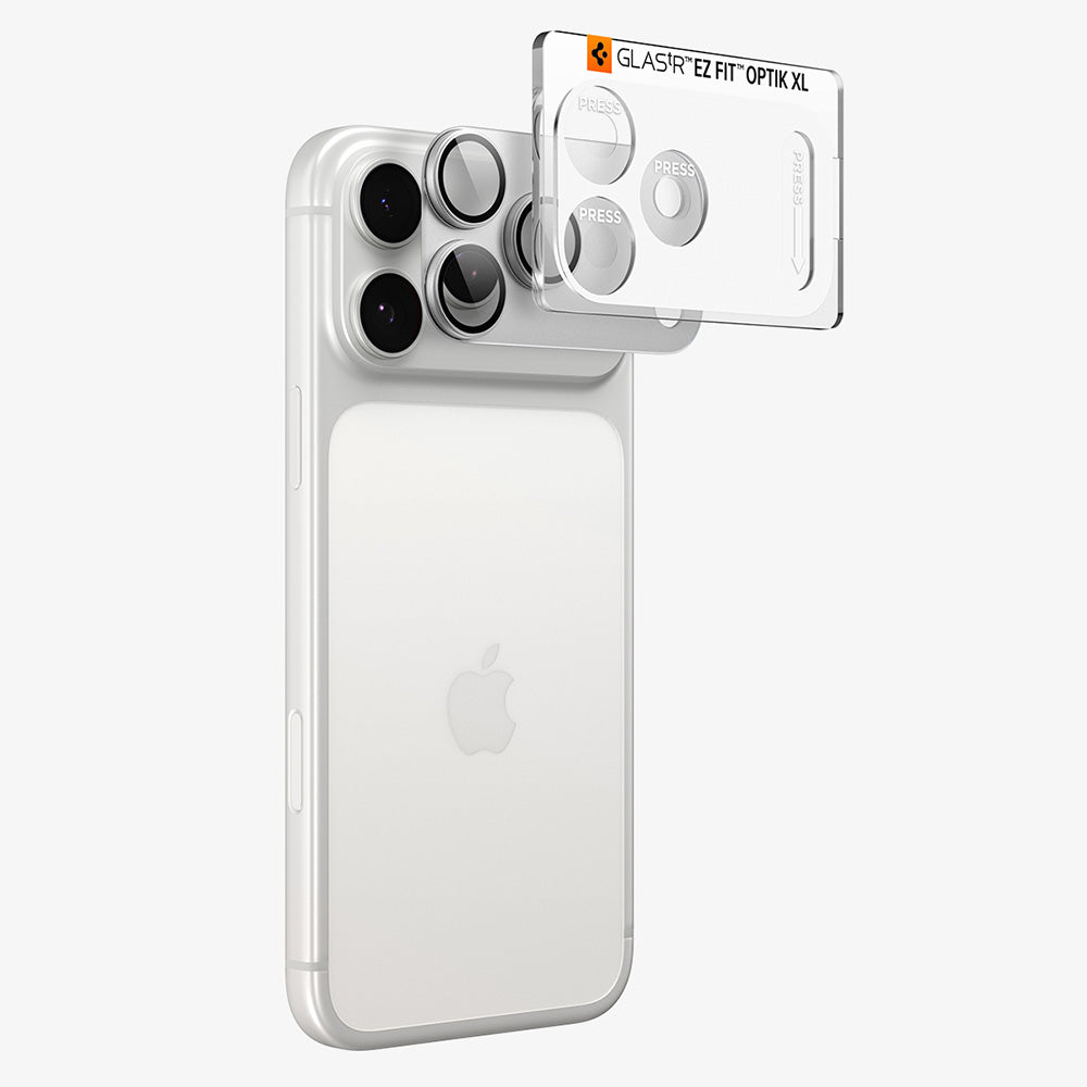 Zaštitna folija za stražnju kameru Spigen GlastR EZ FIT Optik Pro XL za Apple iPhone 18 Pro, Kaljeno staklo, Srebrna AGL12038