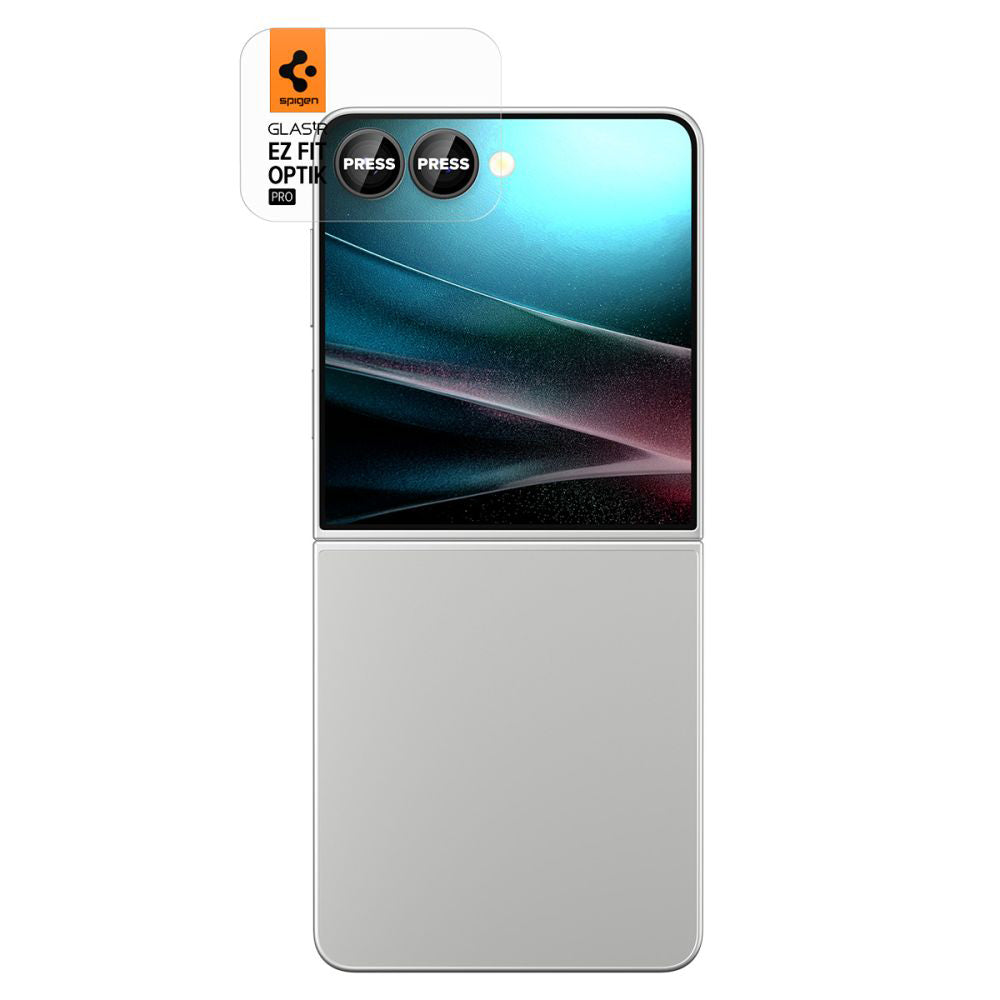 Zaštitna folija za stražnju kameru Spigen GlastR EZ FIT Optik Pro HD za Samsung Galaxy Z Flip7 F766, Kaljeno staklo, Set od 2 komada, Crna AGL09587