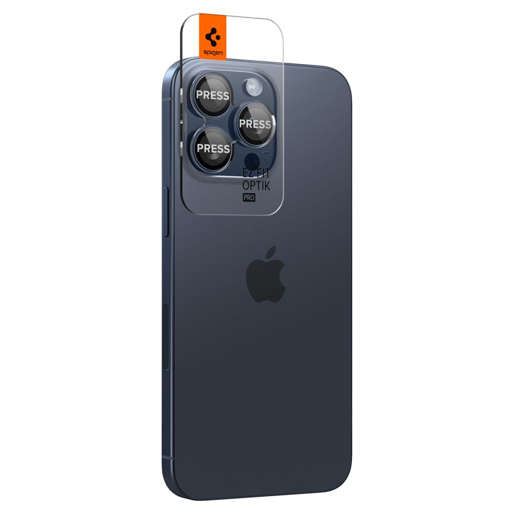 Zaštitna folija za stražnju kameru Spigen GlastR EZ FIT Optik Pro za Apple iPhone 16 Pro Max / 16 Pro, Kaljeno staklo, Set od 2 komada, Plava
