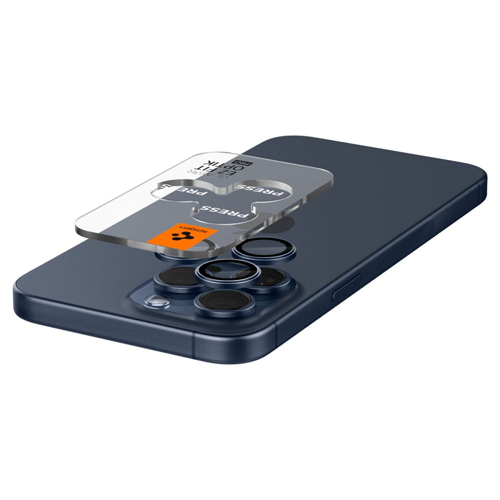 Zaštitna folija za stražnju kameru Spigen GlastR EZ FIT Optik Pro za Apple iPhone 16 Pro Max / 16 Pro, Kaljeno staklo, Set od 2 komada, Plava