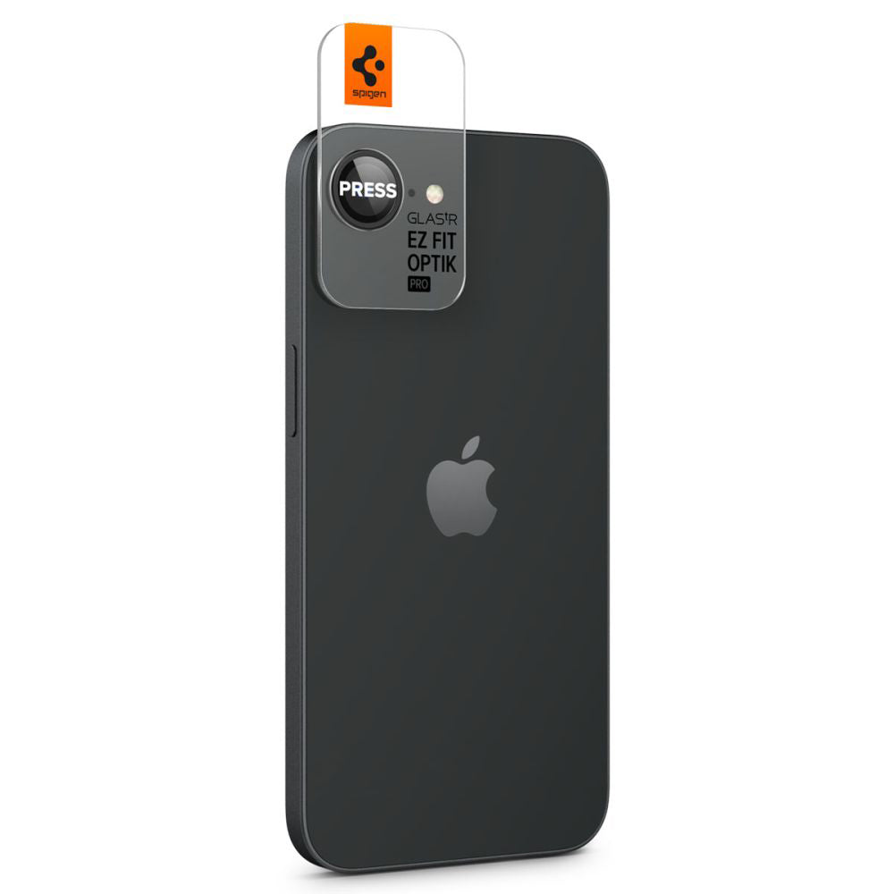 Zaštitna folija za stražnju kameru Spigen GlastR EZ FIT Optik Pro za Apple iPhone 17e / 16e, Kaljeno staklo, Set od 2 komada, Crna AGL09279