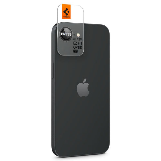 Zaštitna folija za stražnju kameru Spigen GlastR EZ FIT Optik Pro za Apple iPhone 17e / 16e, Kaljeno staklo, Set od 2 komada, Crna AGL09279