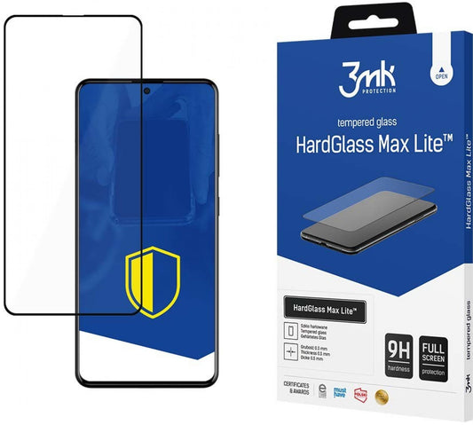 Zaštitna folija za ekran 3MK HardGlass Max Lite za Samsung Galaxy A51 A515 / A52s 5G A528 / A52 5G A526, Kaljeno staklo, Pun ljepilo, Crna