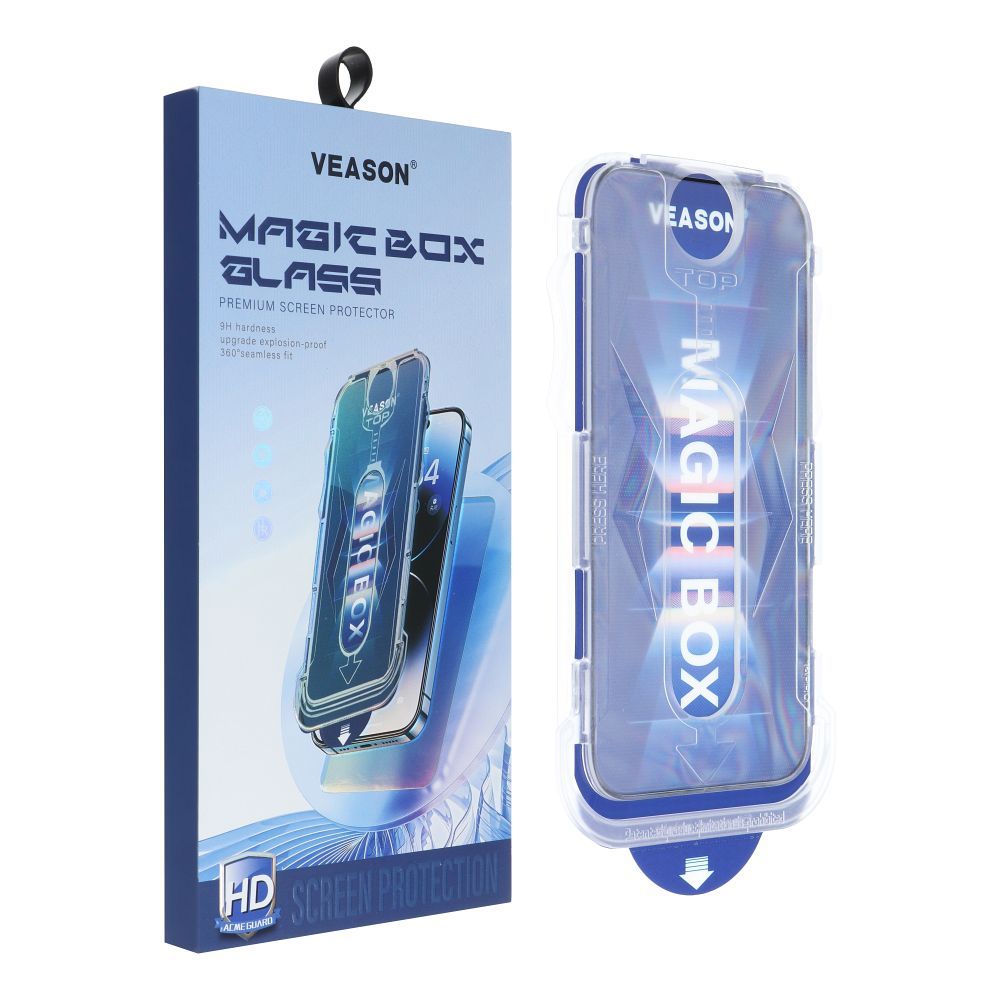 Zaštitna folija za ekran Veason PRO za Apple iPhone 17e / 16e / 14 / 13 Pro, Kaljeno staklo, Full Glue, 6D, Crna