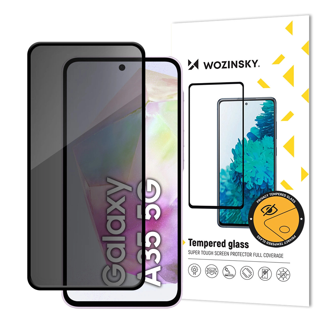 Folija za zaštitu ekrana Privacy WZK AntiSpy za Samsung Galaxy A35 5G A356, Kaljeno staklo, Pun ljepilo