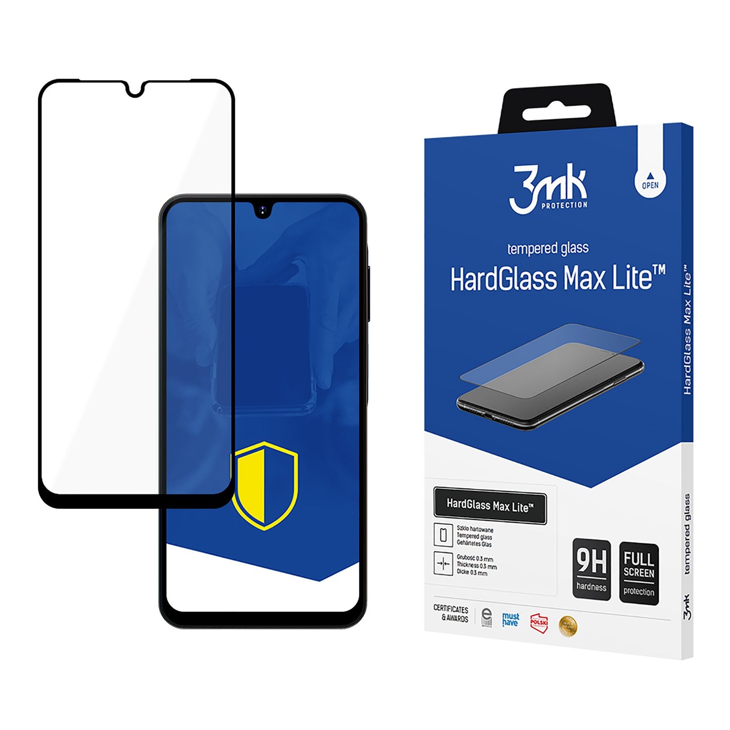 Zaštitna folija za ekran 3MK HardGlass Max Lite za Samsung Galaxy A26 A266 / A16 5G A166, Kaljeno staklo, Pun ljepilo, Crna