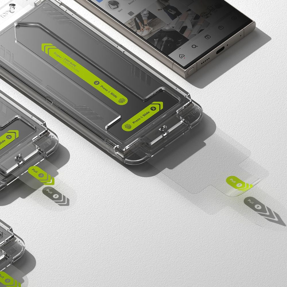 Zaštitna folija za ekran Privacy Ringke Easy Slide za Samsung Galaxy S24 Ultra S928, Kaljeno staklo, Full Glue, Set od 2 komada