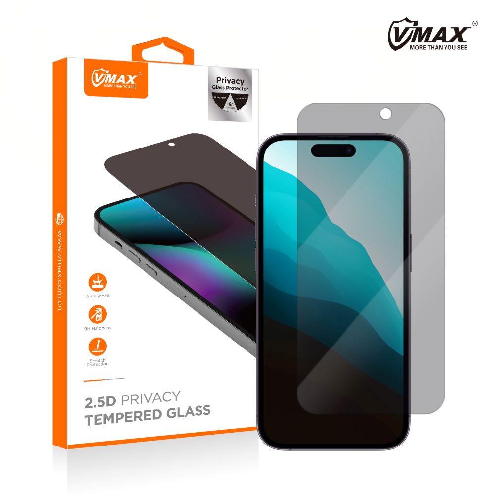 Zaštitna folija za ekran Privacy Vmax za Apple iPhone 16 Pro Max, Kaljeno staklo, Full Glue, 2.5D