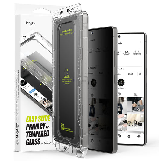 Zaštitna folija za ekran Privacy Ringke Easy Slide za Samsung Galaxy S25 Ultra S938, Kaljeno staklo, Full Glue, Set 2 komada