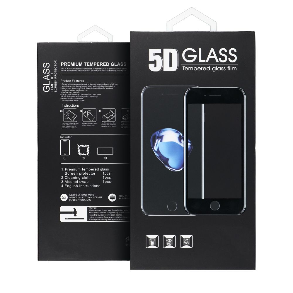 Zaštitna folija za ekran OEM za Samsung Galaxy S25+ S936, Kaljeno staklo, Puna ljepila, 5D, Crna