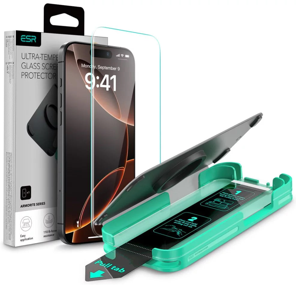 Zaštitna folija za ekran ESR Armorite za Apple iPhone 16 Pro Max, Kaljeno staklo, Full Glue, Crna