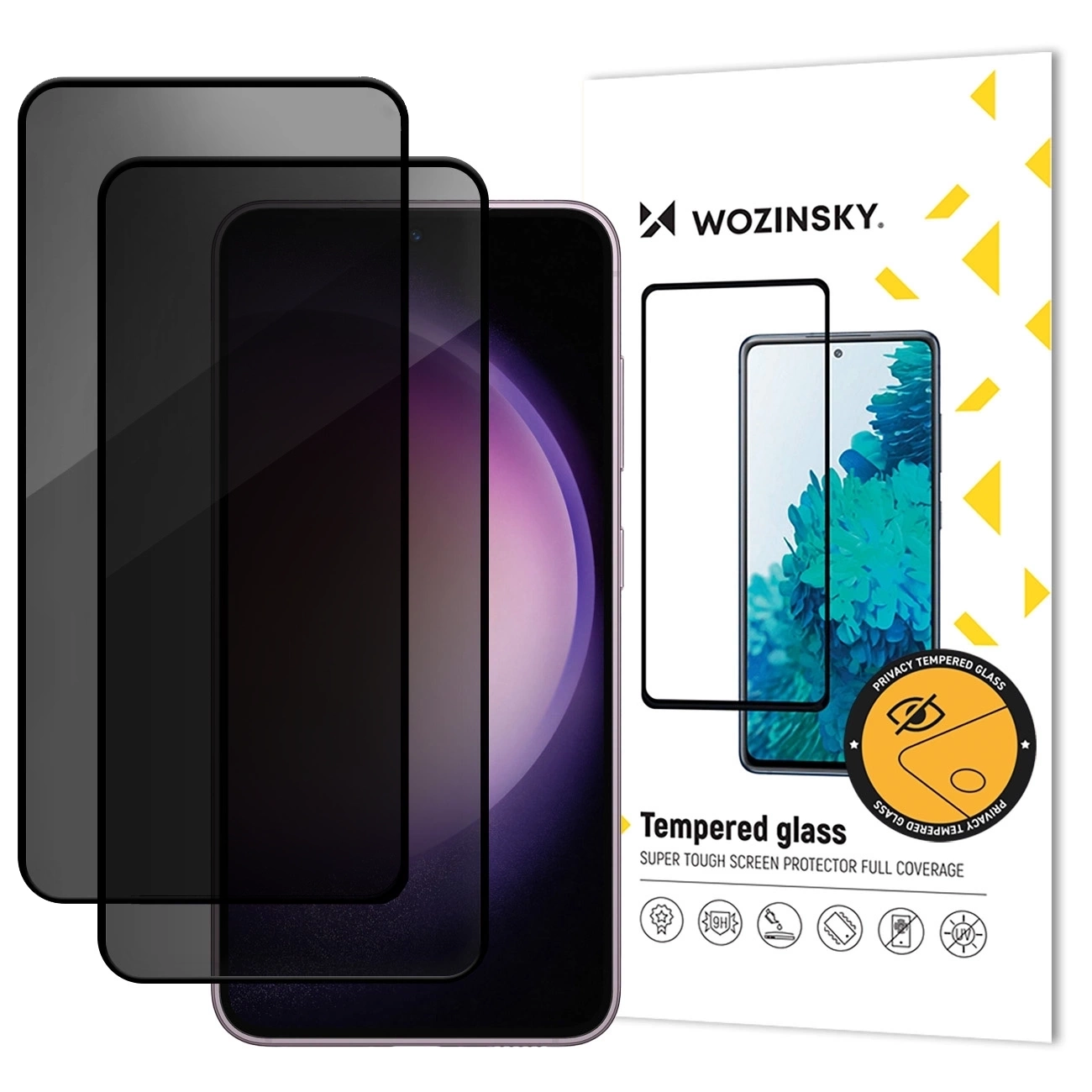 Zaštitna folija za ekran Privacy WZK AntiSpy za Samsung Galaxy S25 FE, Kaljeno staklo, Puna ljepila, Set od 2 komada