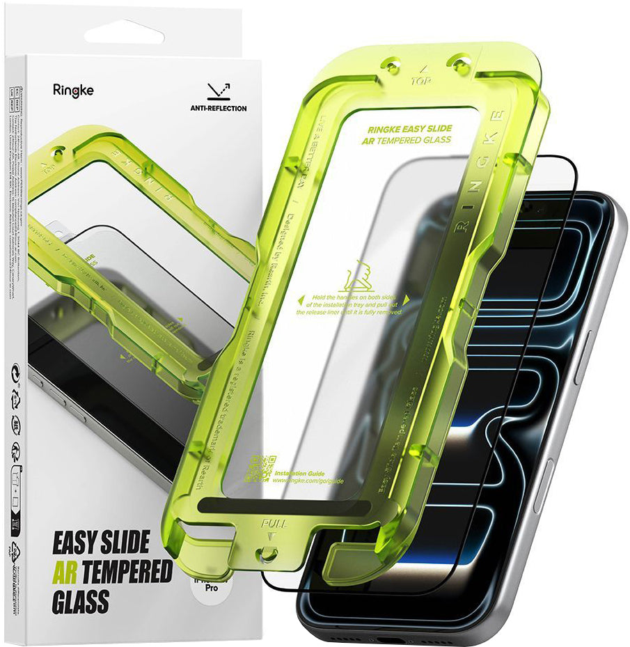 Zaštitna folija za ekran Ringke Easy Slide AR za Apple iPhone 17 Pro, Kaljeno staklo, Full Glue, 2.5D, Crna