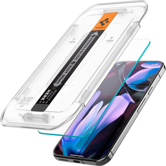 Zaštitna folija za ekran Spigen GlastR EZ FIT za Google Pixel 9 Pro XL, Kaljeno staklo, Full Glue, Set od 2 komada AGL08445