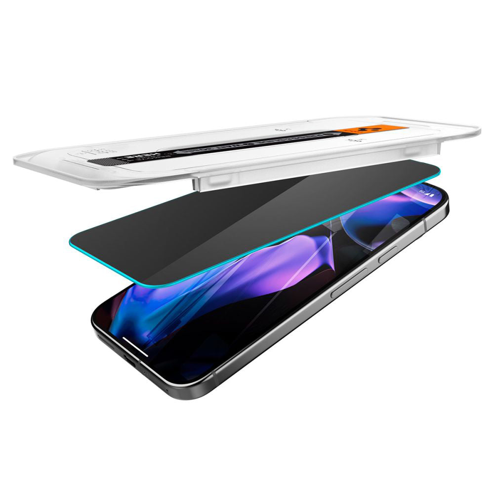 Zaštitna folija za ekran Privacy Spigen GlastR EZ FIT za Google Pixel 9 Pro XL, Kaljeno staklo, Full Glue, Set 2 komada AGL09313