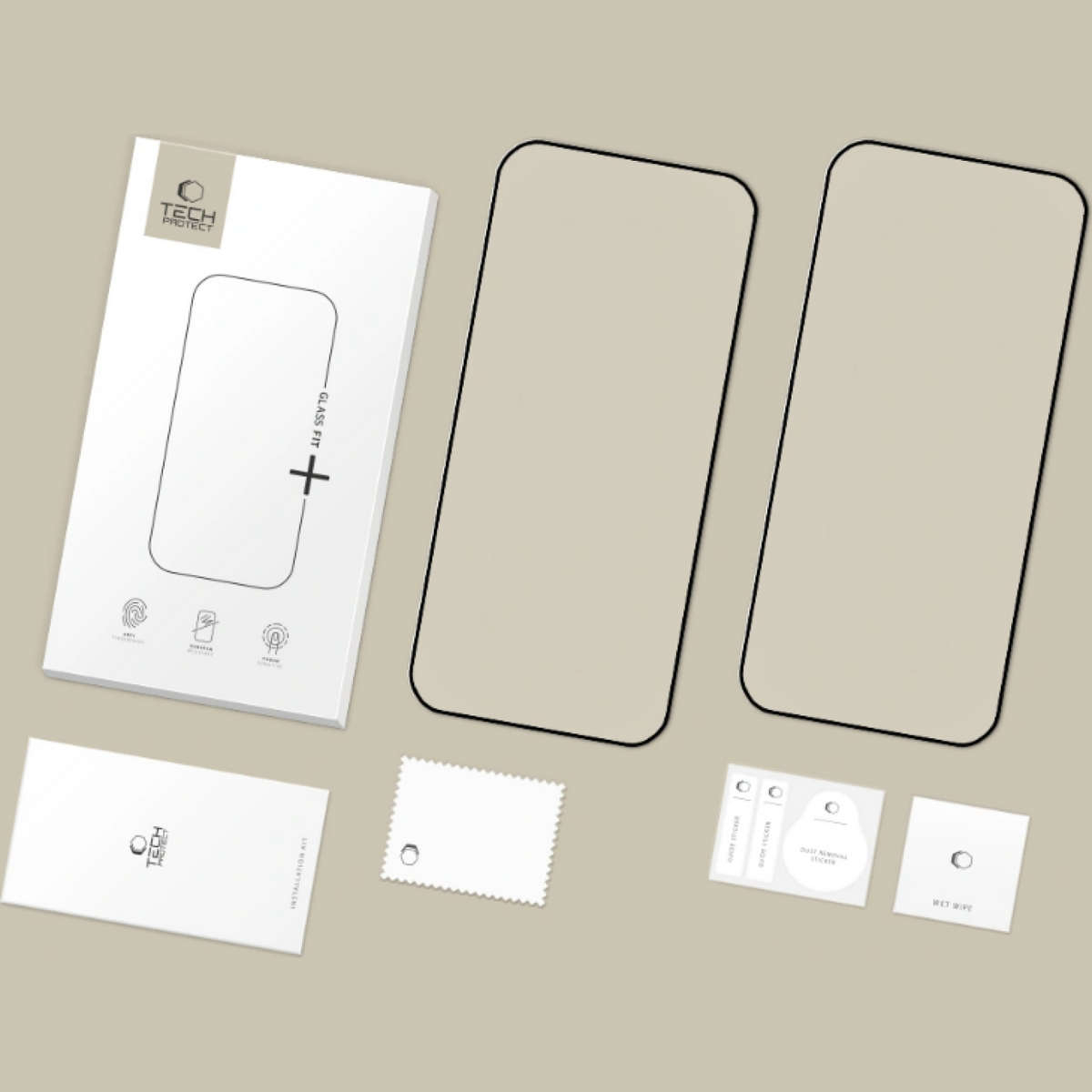 Zaštitna folija za ekran Tech-Protect FIT+ za Xiaomi Poco F8 Ultra, Kaljeno staklo, Full Glue, Set 2 komada, 2.5D, Crna
