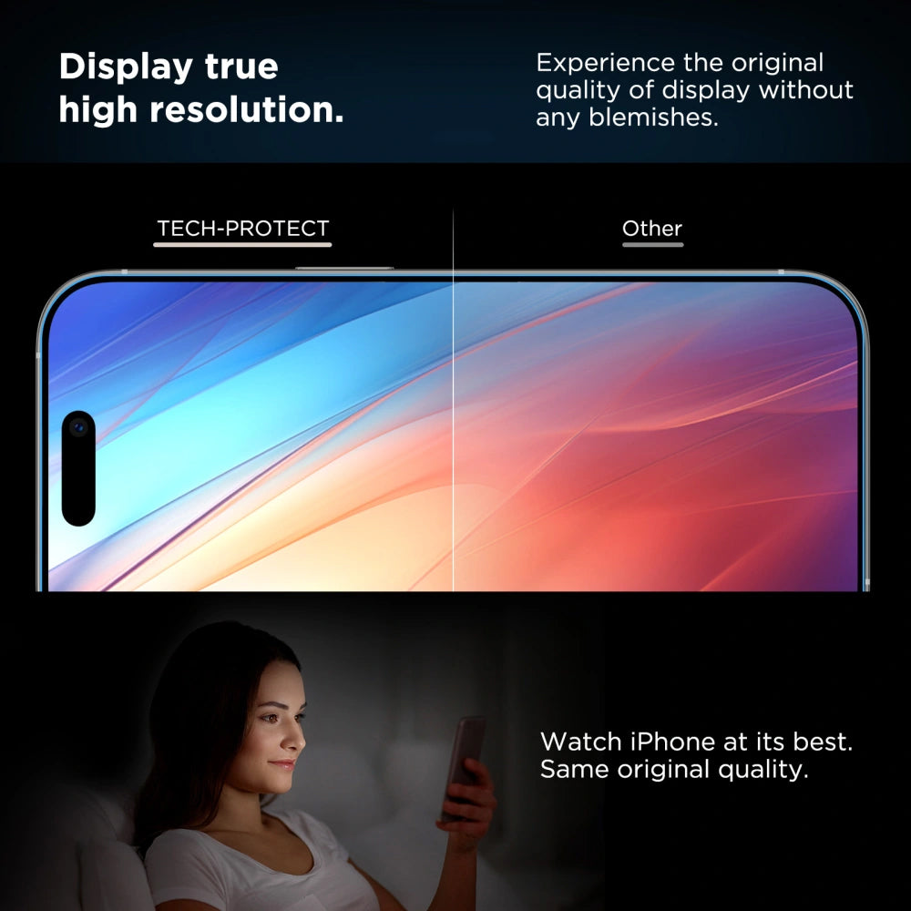 Zaštitna folija za ekran Tech-Protect Quick Set+ za Apple iPhone 16 Pro, Kaljeno staklo, Full Glue, Set od 2 komada, Crna