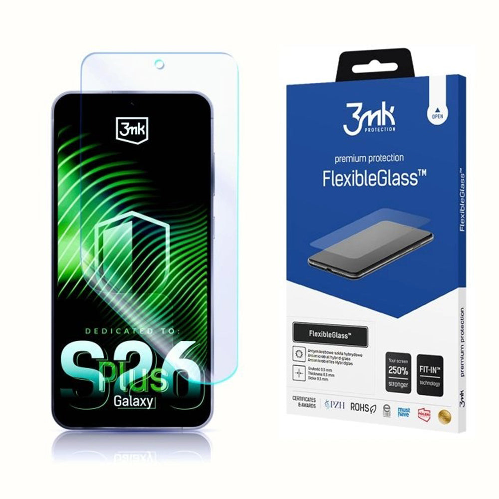 Zaštitna folija za ekran 3MK FlexibleGlass za Samsung Galaxy S26 Plus S947, Fleksibilno staklo, Full Glue, Prozirna