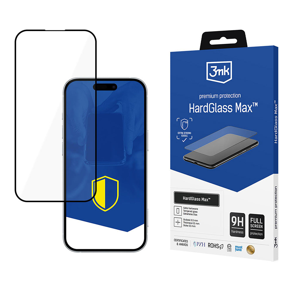 Zaštitna folija za ekran 3MK HardGlass Max za Apple iPhone 17 Pro, Kaljeno staklo, Full Glue, Crna